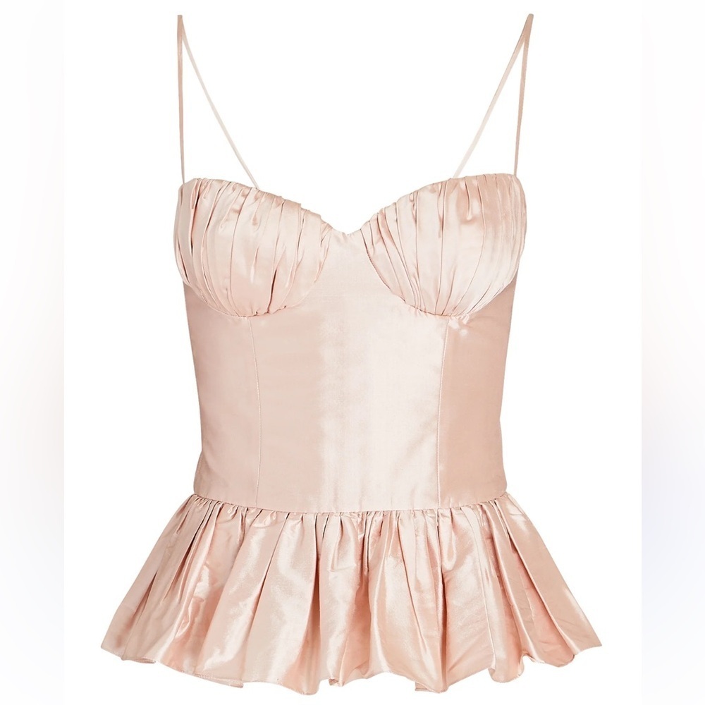 Rozie Corsets Silk Satin Peplum Corset Top Pink